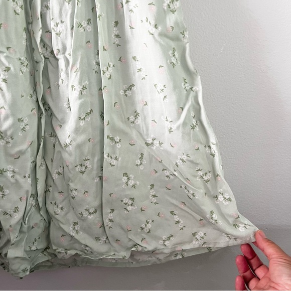 NWT Cotton On Light Mint Green Floral Smocked Dress Off the Shoulder Coquette S - Picture 6 of 7